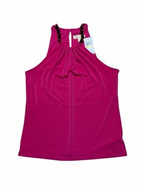 Michael Michael Kors Halter Tank Top Womens M Pink Tortoise Chain Sleeveless NWT